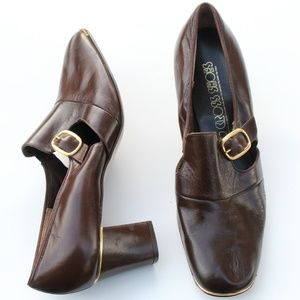 VINTAGE RED CROSS BROWN/GOLD LEATHER DRESS SHOES